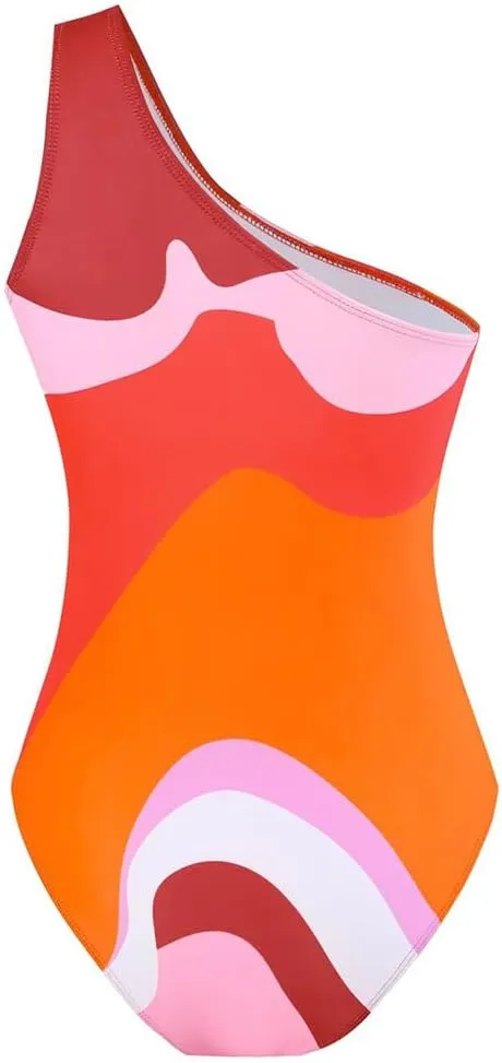 ODASDO Women One Piece Swimsuit with Beach Cover Ups Wrap Skirt Sarong Retro Floral Print Bathing Suit Vacation Beachwear