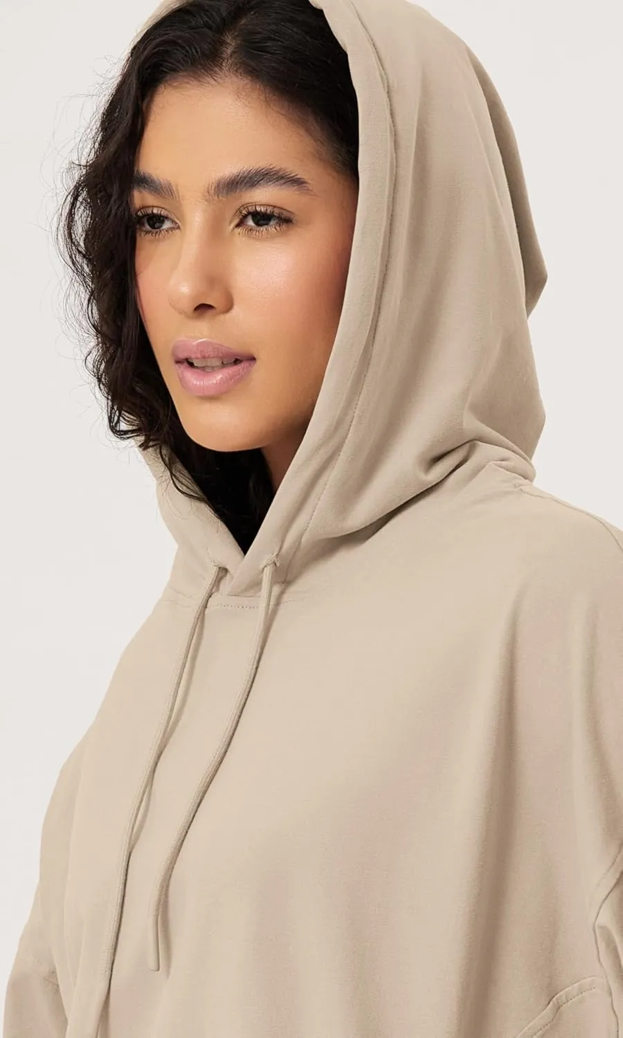 ODODOS Women's Purevibe Cotton Oversized Hoodies Side Slit Sweatshirts Long Sleeve Pullover Top with Pocket
