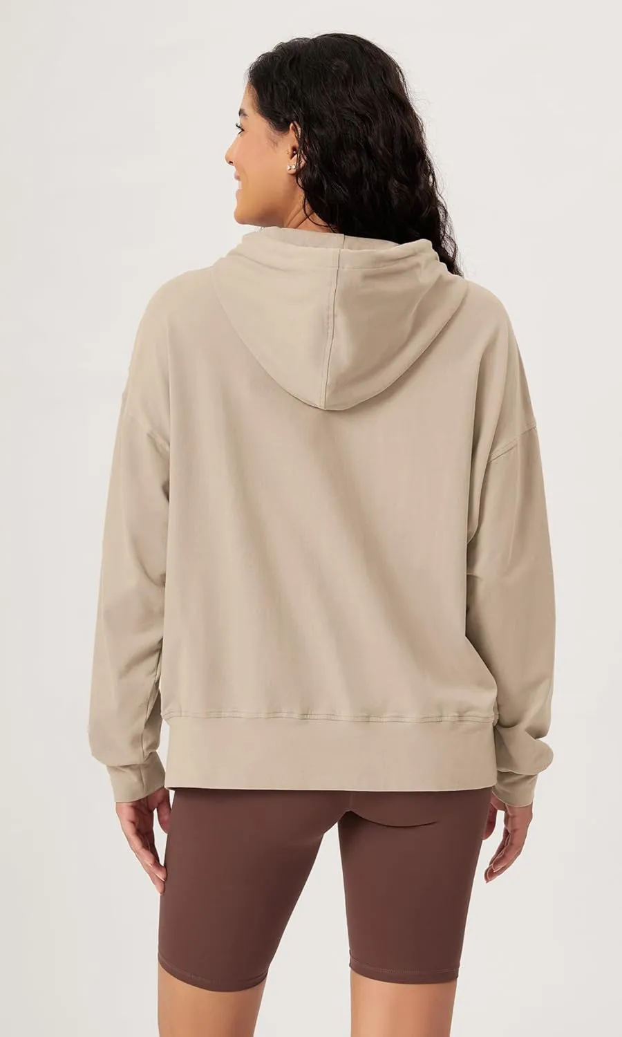 ODODOS Women's Purevibe Cotton Oversized Hoodies Side Slit Sweatshirts Long Sleeve Pullover Top with Pocket