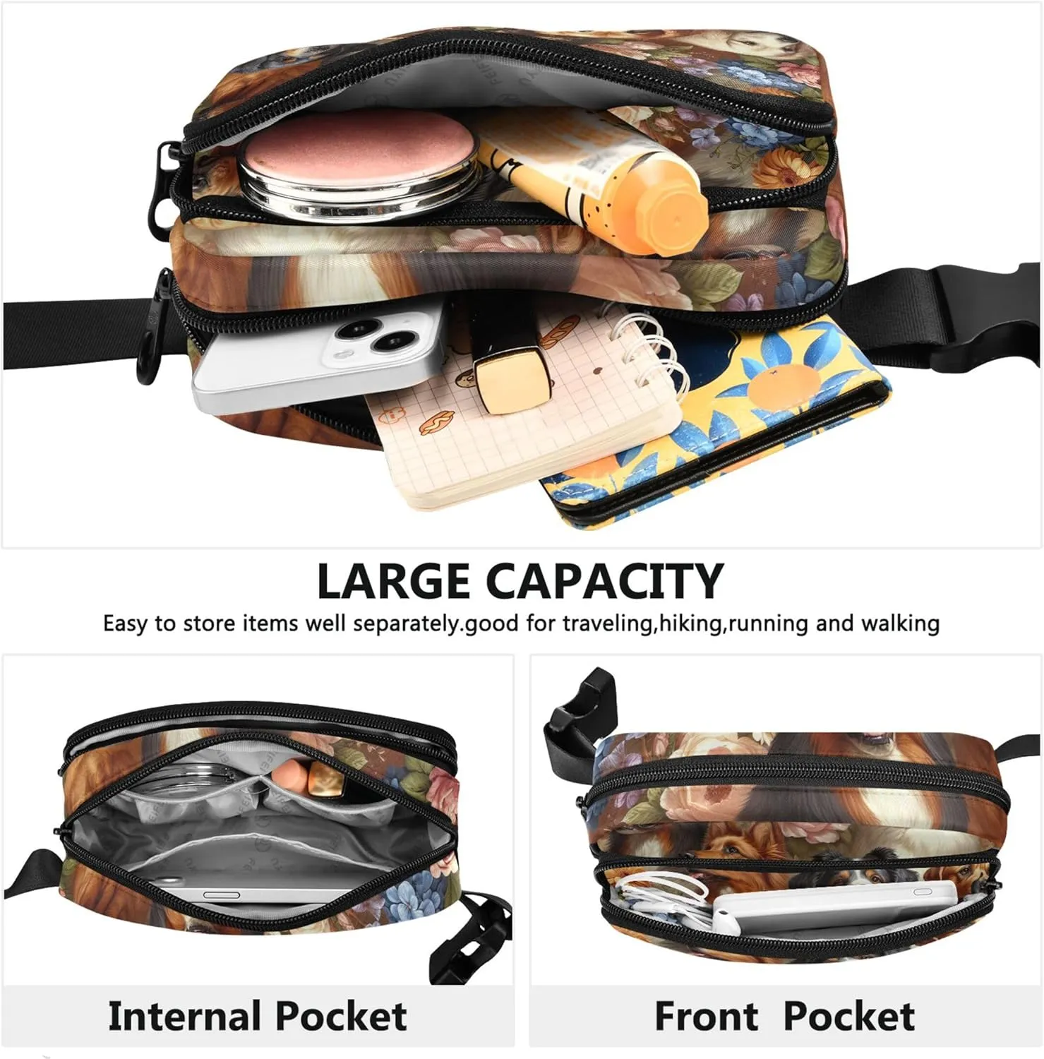 Oil Painting Artistic Image Cut Different Women Fanny Packs Trendy Everywhere Belt Bag Waterproof Crossbody Waist Pack