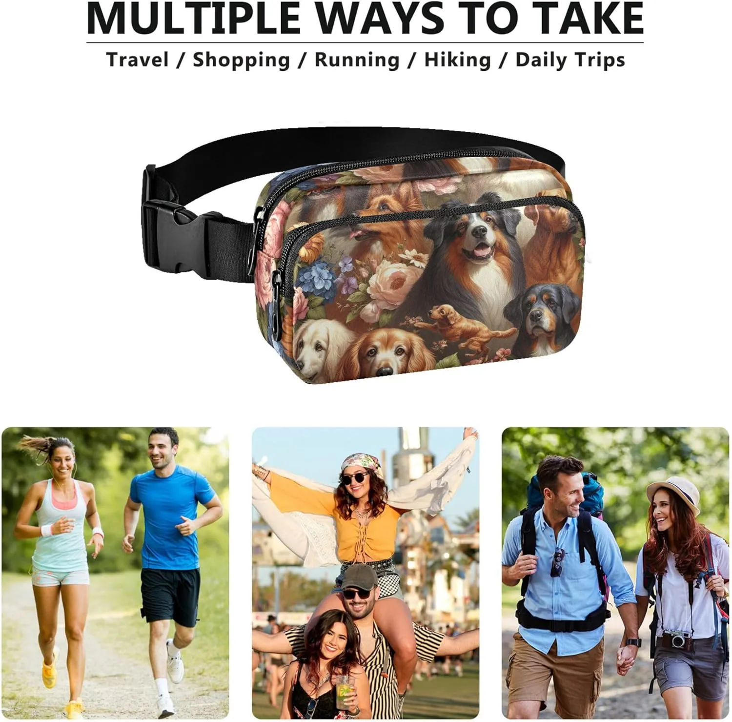 Oil Painting Artistic Image Cut Different Women Fanny Packs Trendy Everywhere Belt Bag Waterproof Crossbody Waist Pack