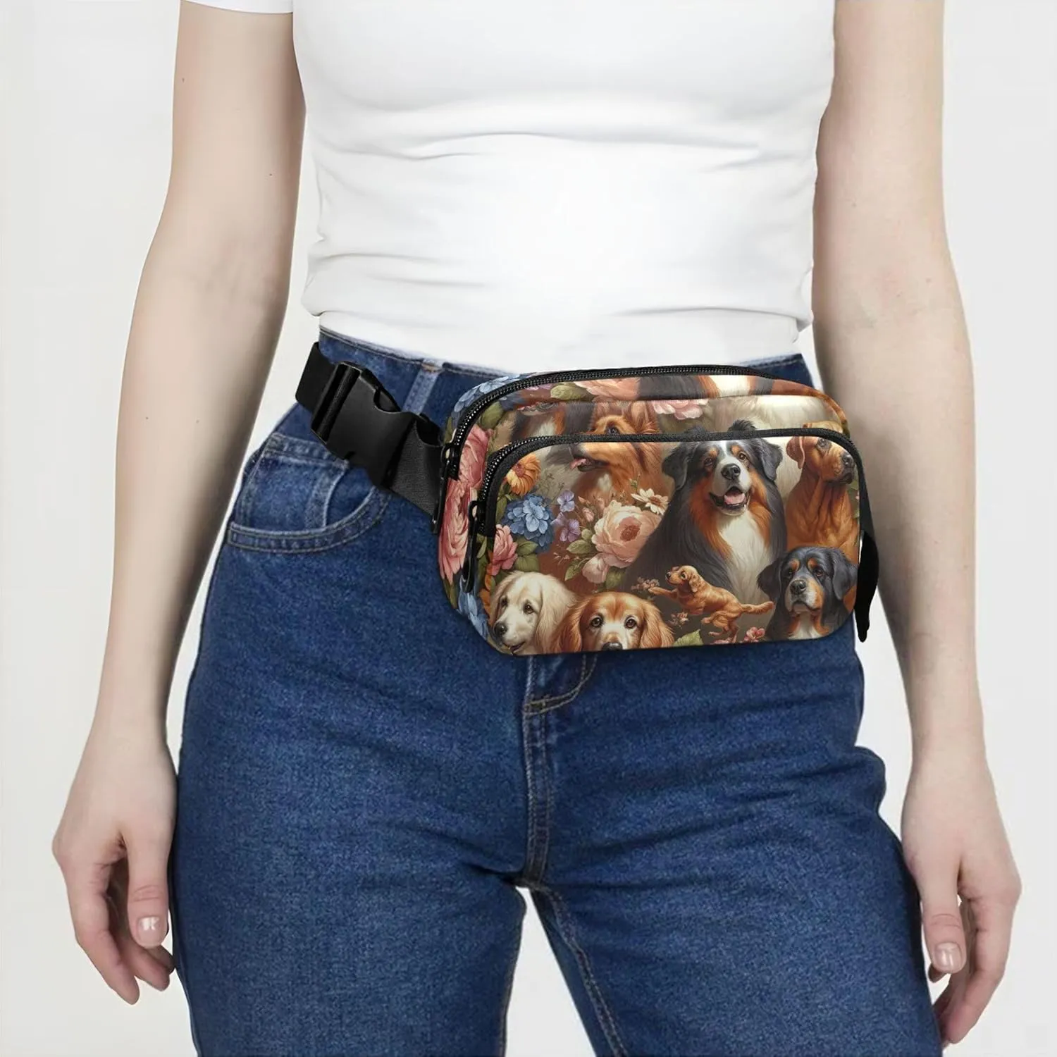 Oil Painting Artistic Image Cut Different Women Fanny Packs Trendy Everywhere Belt Bag Waterproof Crossbody Waist Pack