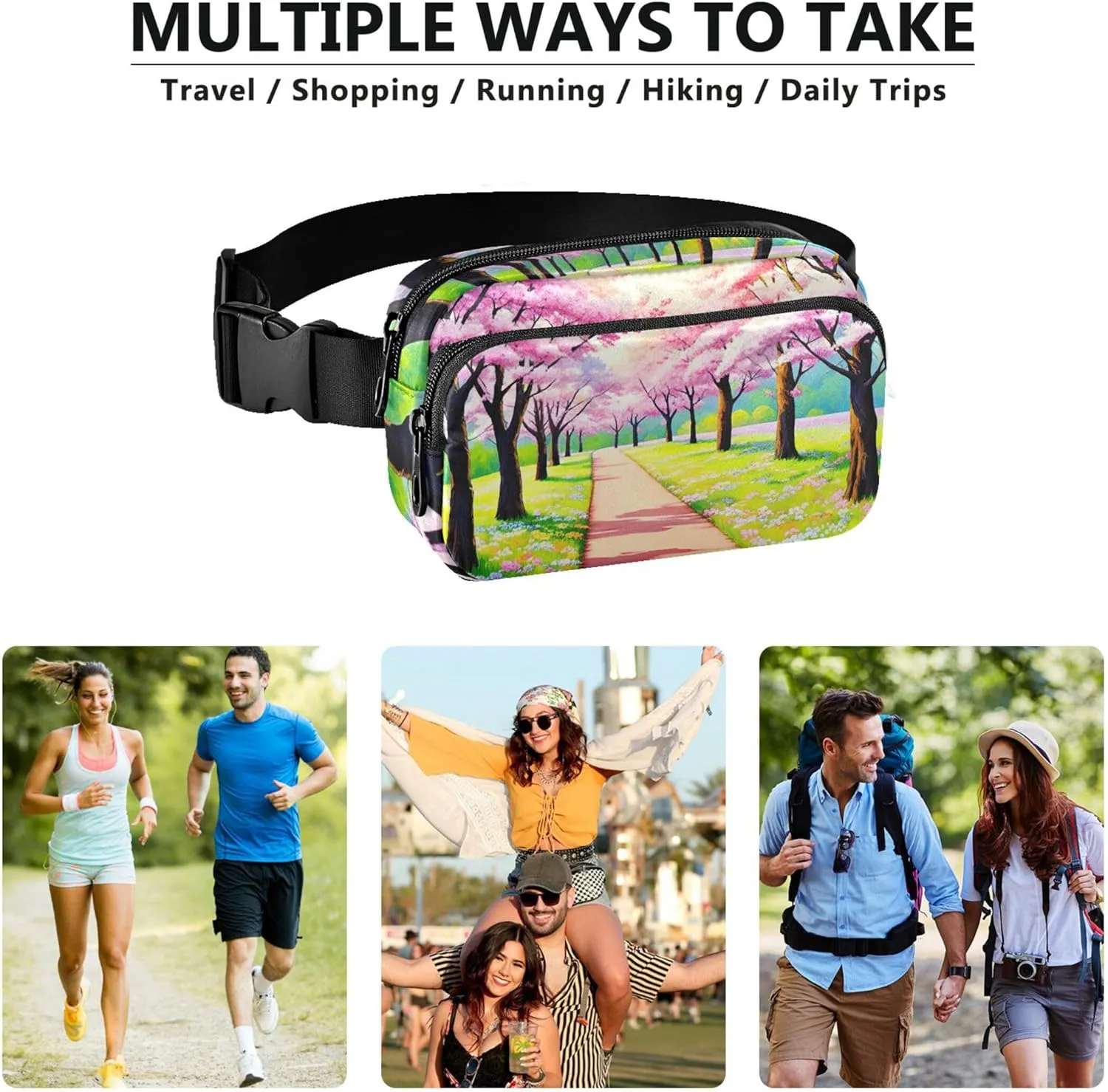 Oil Painting Spring Landscape Fanny Packs for Women Pattern Anti Theft Belt Bag Waterproof Travel Waist Pouch