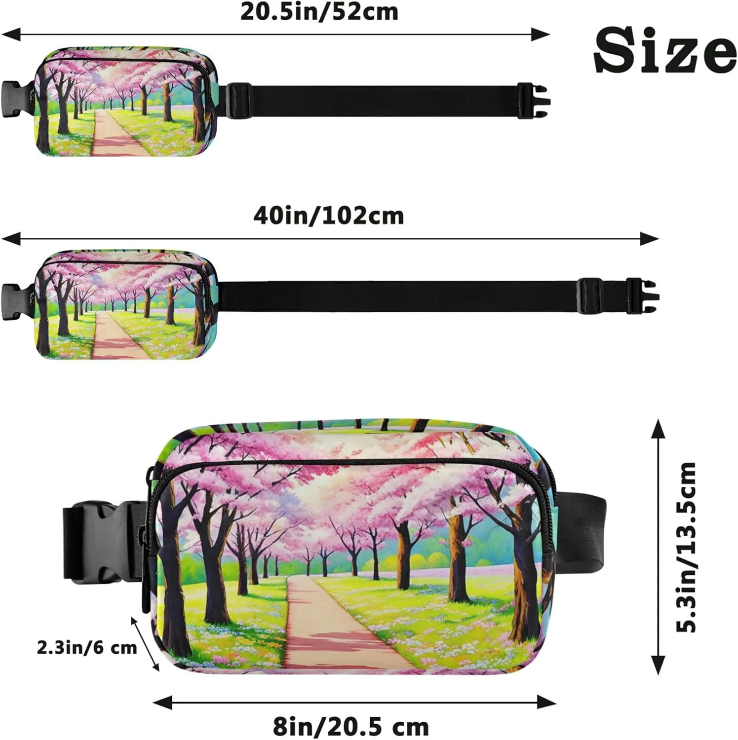 Oil Painting Spring Landscape Fanny Packs for Women Pattern Anti Theft Belt Bag Waterproof Travel Waist Pouch