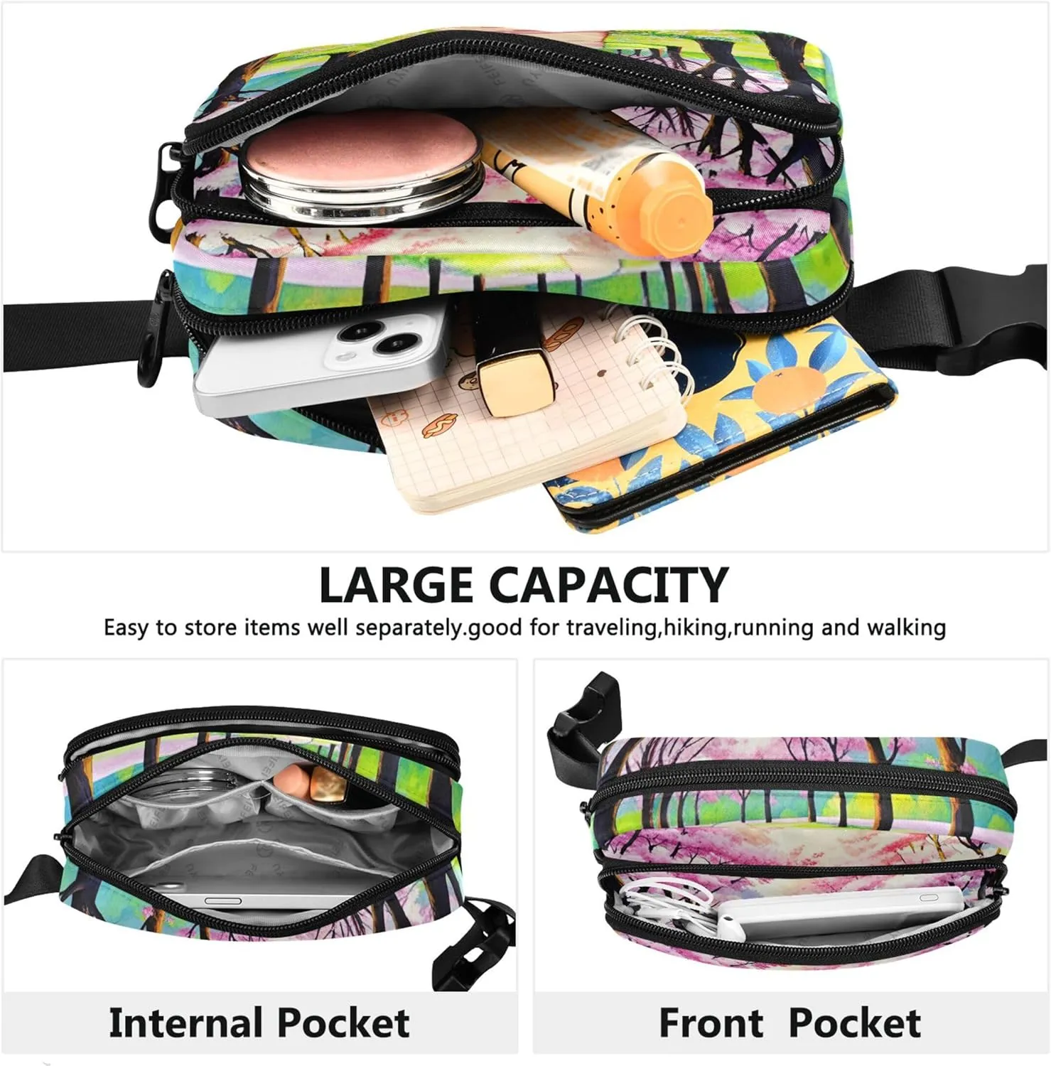 Oil Painting Spring Landscape Fanny Packs for Women Pattern Anti Theft Belt Bag Waterproof Travel Waist Pouch