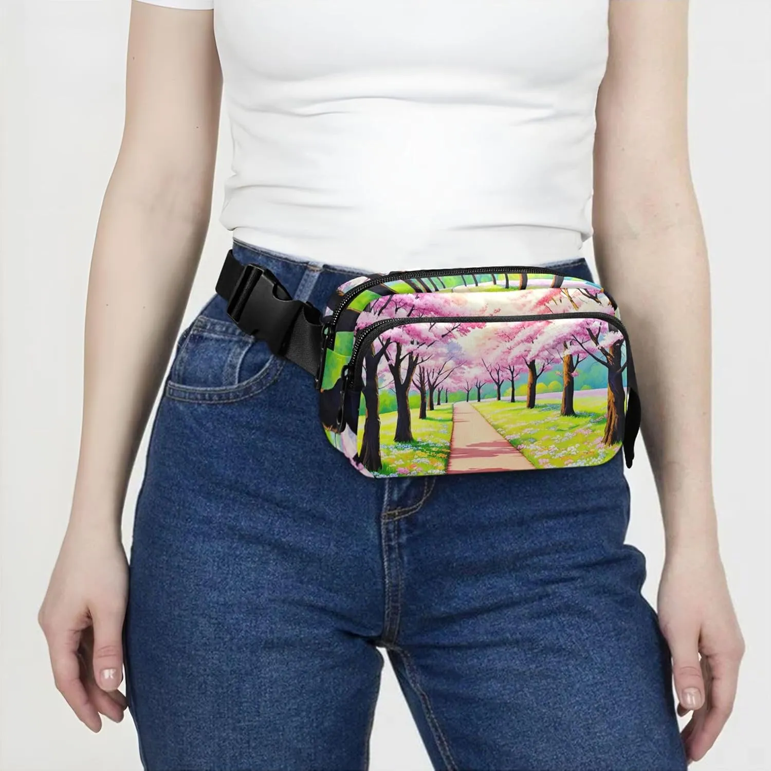 Oil Painting Spring Landscape Fanny Packs for Women Pattern Anti Theft Belt Bag Waterproof Travel Waist Pouch