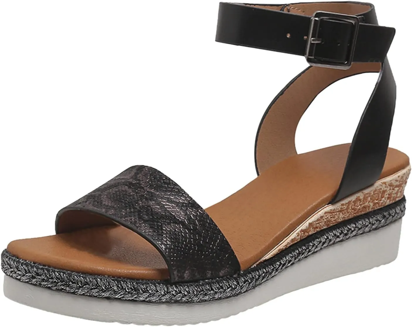 Orthopedic Sandals for Women,Walking Slippers with Arch Support Wedge Open Toe Ankle Strap Platform Slip on Sandals Beach