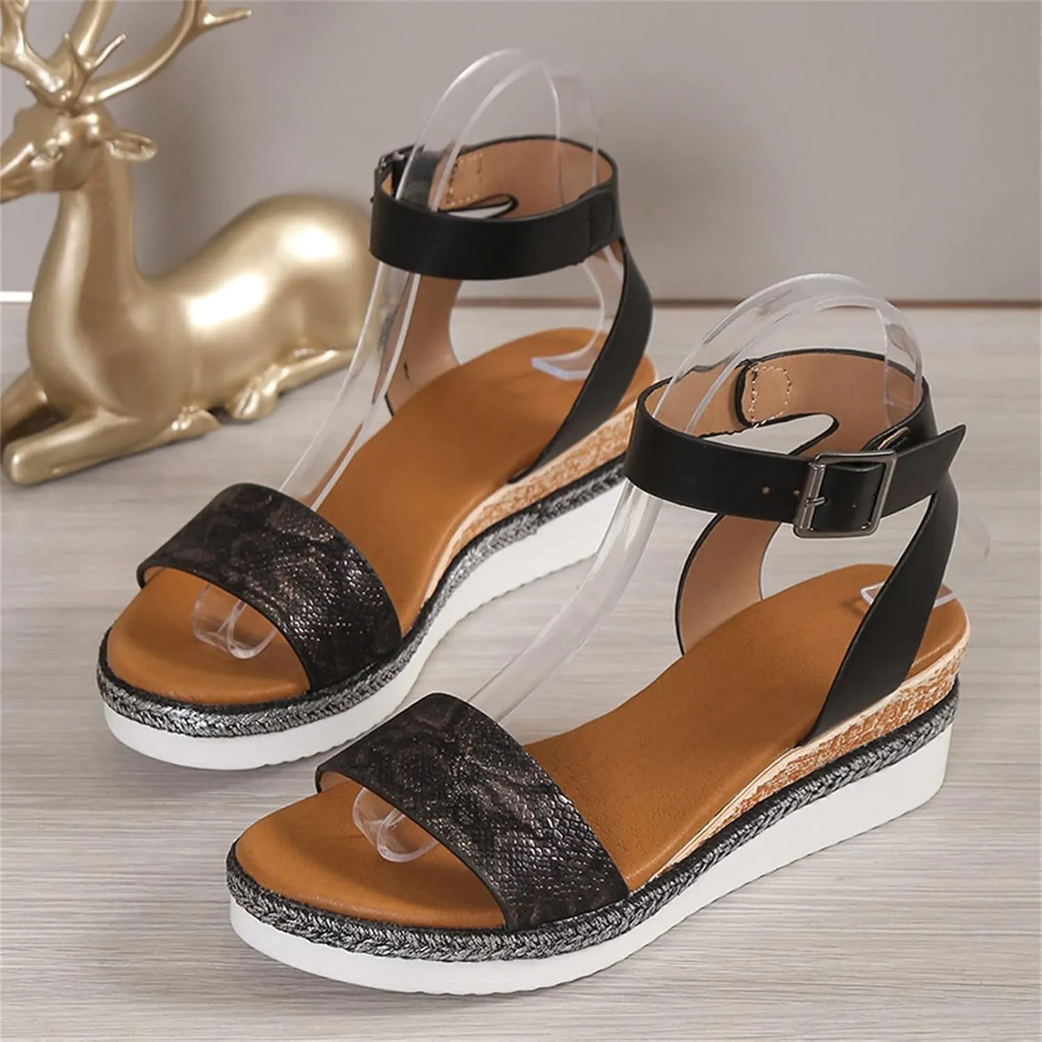 Orthopedic Sandals for Women,Walking Slippers with Arch Support Wedge Open Toe Ankle Strap Platform Slip on Sandals Beach