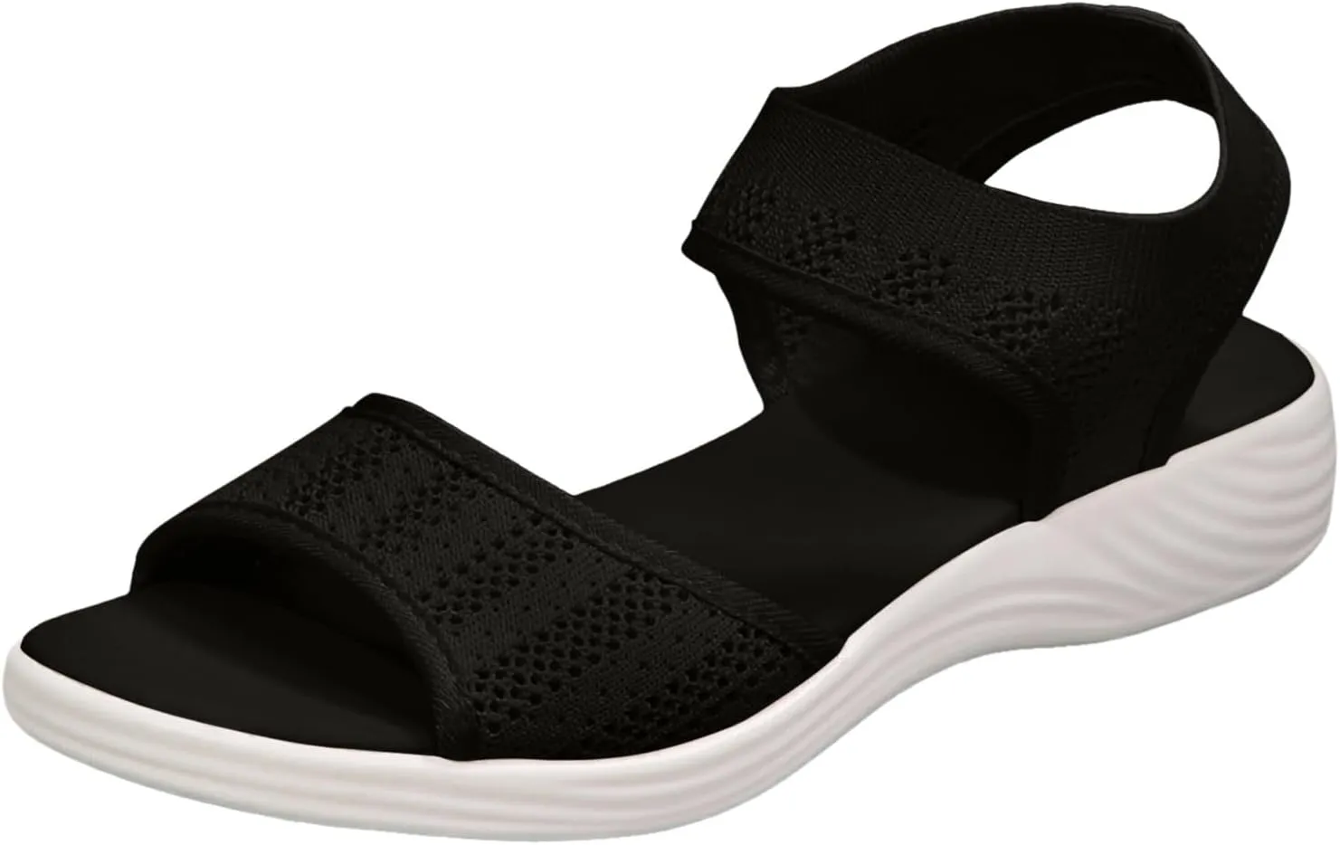 Orthopedic Wedge Sandals for Women Dressy Summer 2025 Comfortable Walking for Women's Slip On Loafers Knitted Mesh Thick Heel Fish Mouth Elastic Strap Mule Breathable Shoes Wedges Canvas Sneakers
