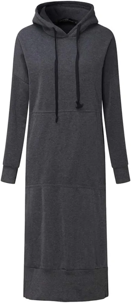 Oversized Hoodie Dress for Women Oversized Casual Hooded Pullover Long Sleeve Drawstring Hoodies Dress Pockets