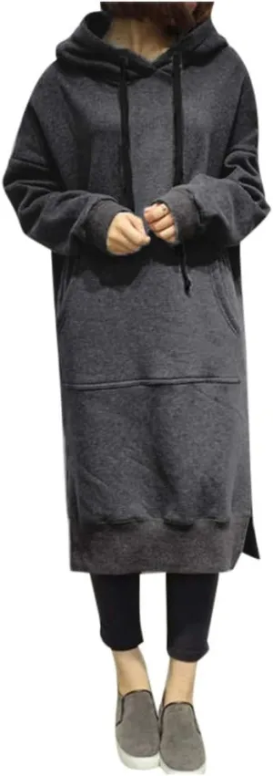 Oversized Hoodie Dress for Women Oversized Casual Hooded Pullover Long Sleeve Drawstring Hoodies Dress Pockets