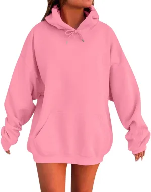 Oversized Hoodies for Women Y2k Drawstring Long Sleeve Fleece Pullover Sweatshirts Fall Outfits Clothes with Pockets