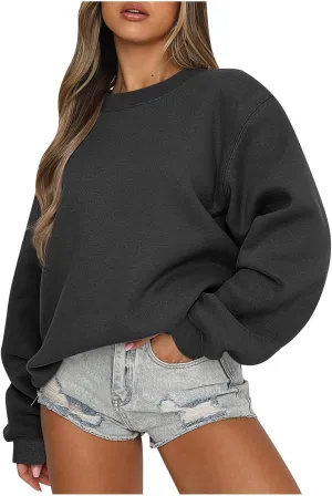 Oversized Sweatshirts for Women Fall 2024 Trendy Preppy Solid Crewneck Pullover Casual Loose Fit Drop Shoulder Outfit