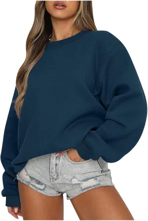 Oversized Sweatshirts for Women Fall 2024 Trendy Preppy Solid Crewneck Pullover Casual Loose Fit Drop Shoulder Outfit