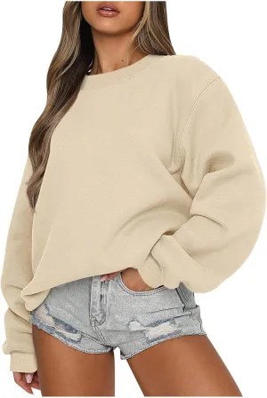 Oversized Sweatshirts for Women Fall 2024 Trendy Preppy Solid Crewneck Pullover Casual Loose Fit Drop Shoulder Outfit