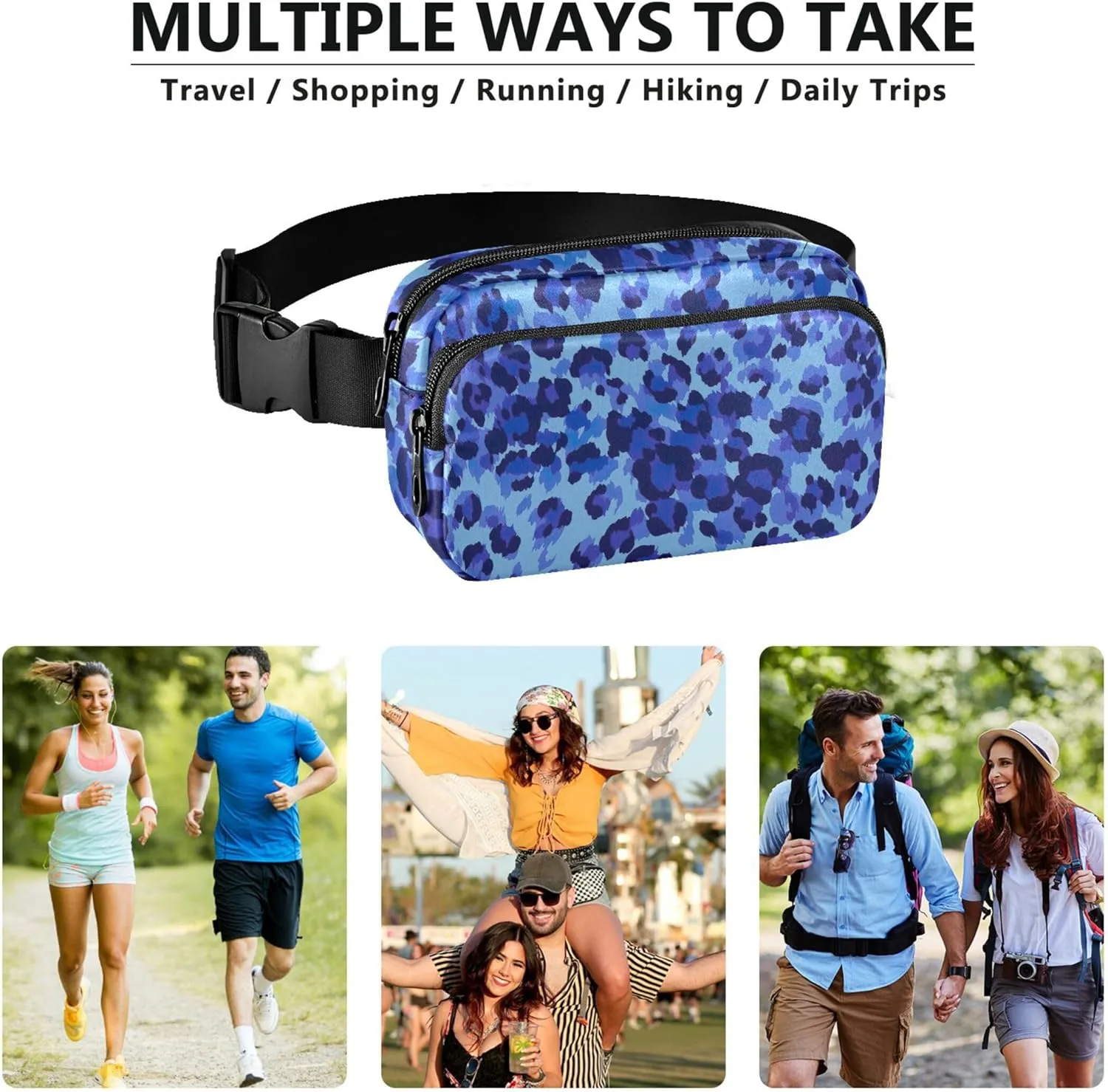 Panther Fanny Packs Women Colorful Large Hip Belt Bag Waterproof Cross Body Waist Pack