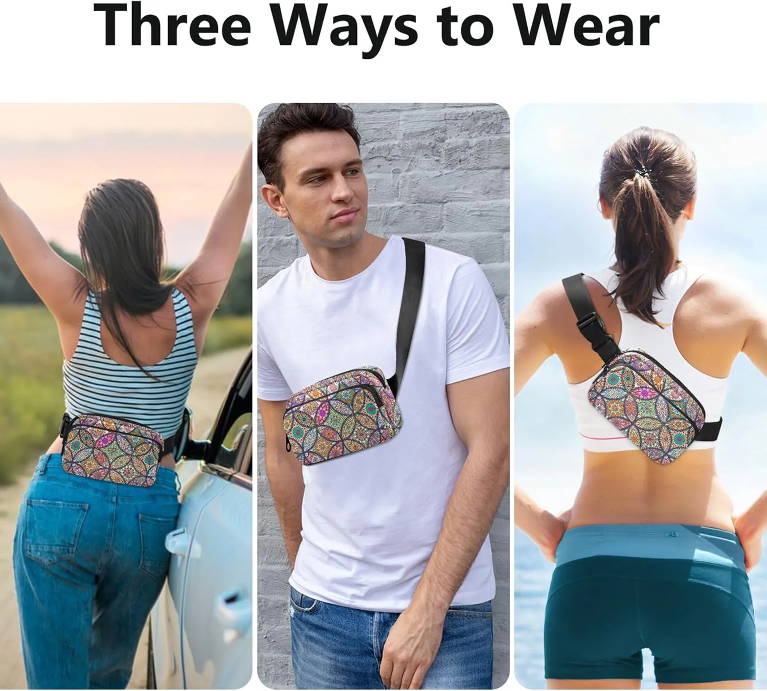 Personalized Bohemian Mandala Colorful Fanny Pack for Women Designer Belt Bag Hip Pack Waterproof Waist Bag for Women
