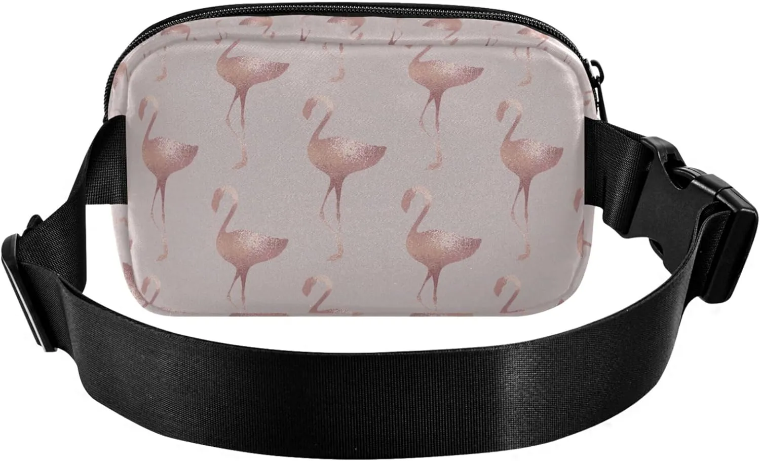 Personalized Rose Gold Flamingo Fanny Packs Women Funky Hip Pack Belt Bag Waterproof Travel Waist Pouch