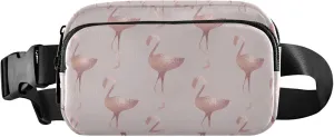 Personalized Rose Gold Flamingo Fanny Packs Women Funky Hip Pack Belt Bag Waterproof Travel Waist Pouch