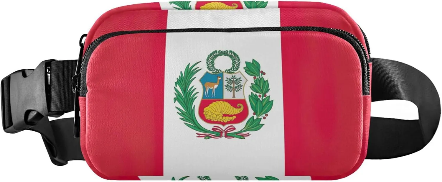Peru State Flag Fanny Pack for Women Waterproof Hip Bag Belt Purse Bright Color Cross Body Waist Pack