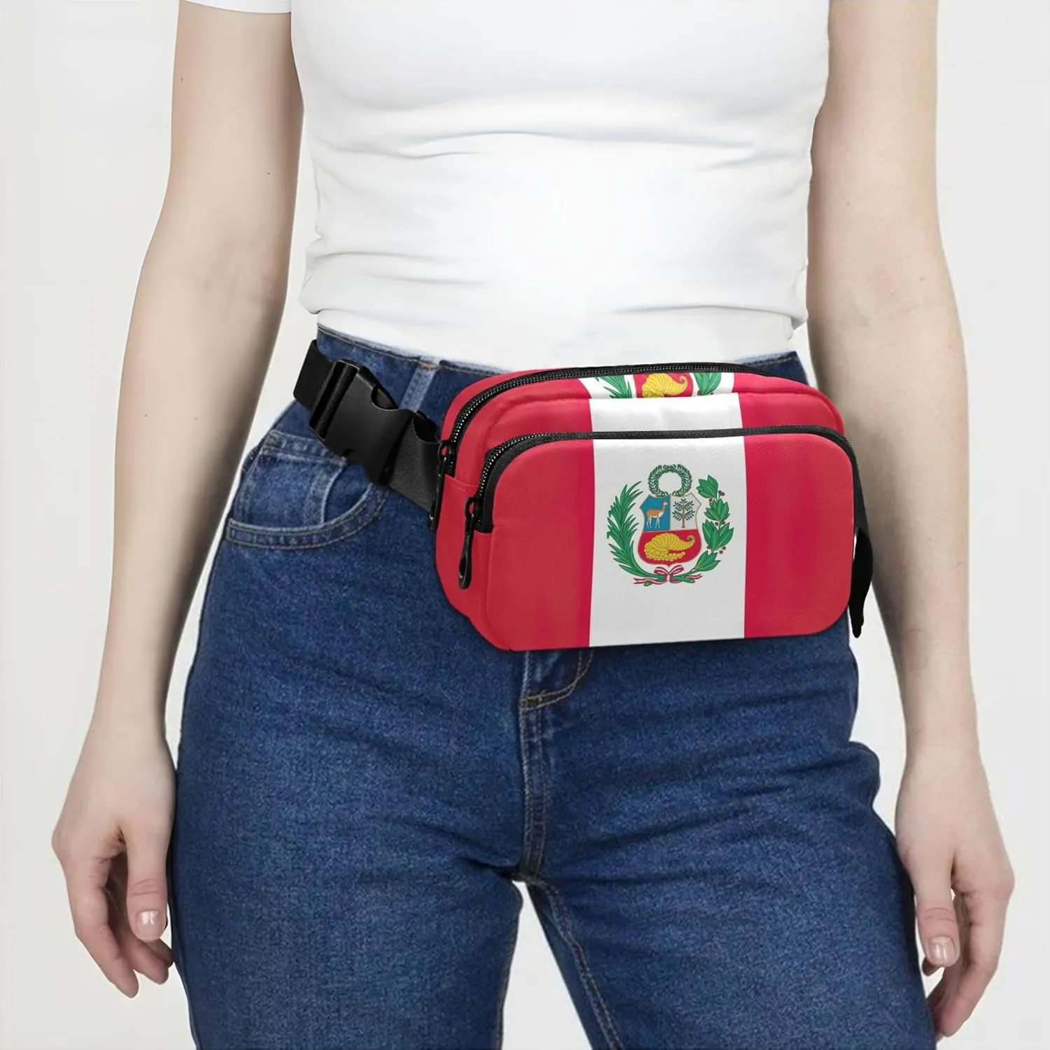 Peru State Flag Fanny Pack for Women Waterproof Hip Bag Belt Purse Bright Color Cross Body Waist Pack