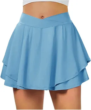 Plus Size Booty Shorts for Women Trendy Tummy Control High Waisted Yoga Shorts Casual Workout Shorts Tennis Skirts