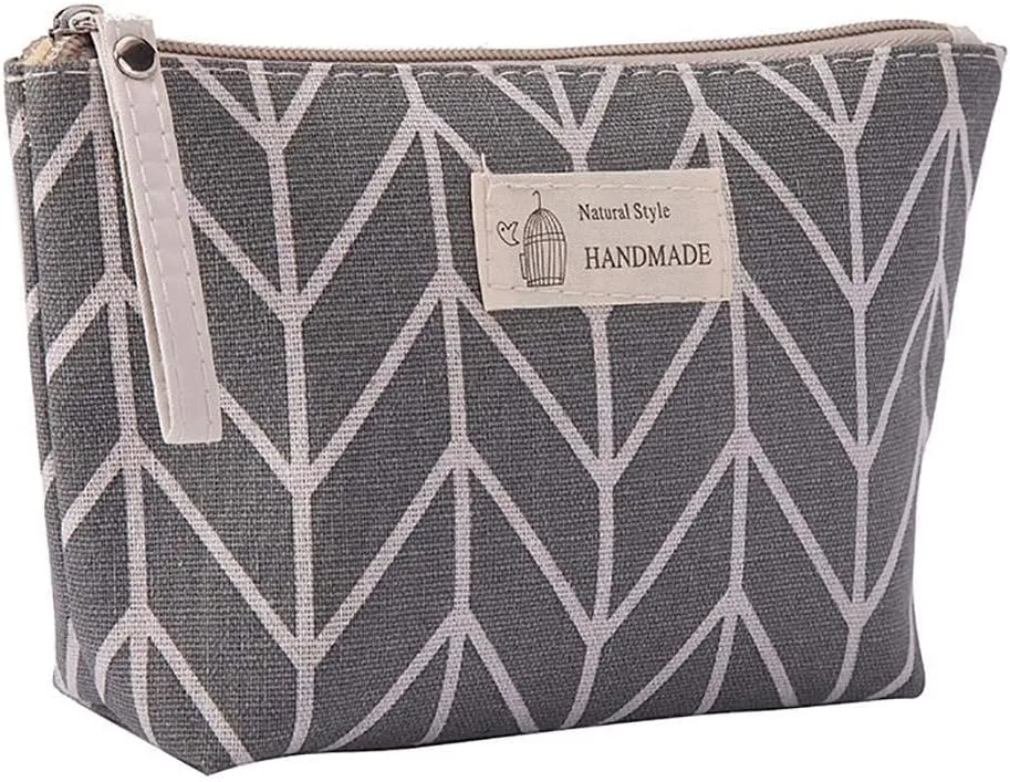 Portable Large Capacity Print Cosmetic Bag Travel Makeup Bag Toiletry Bags 8.3 x 5.1inch - Grey