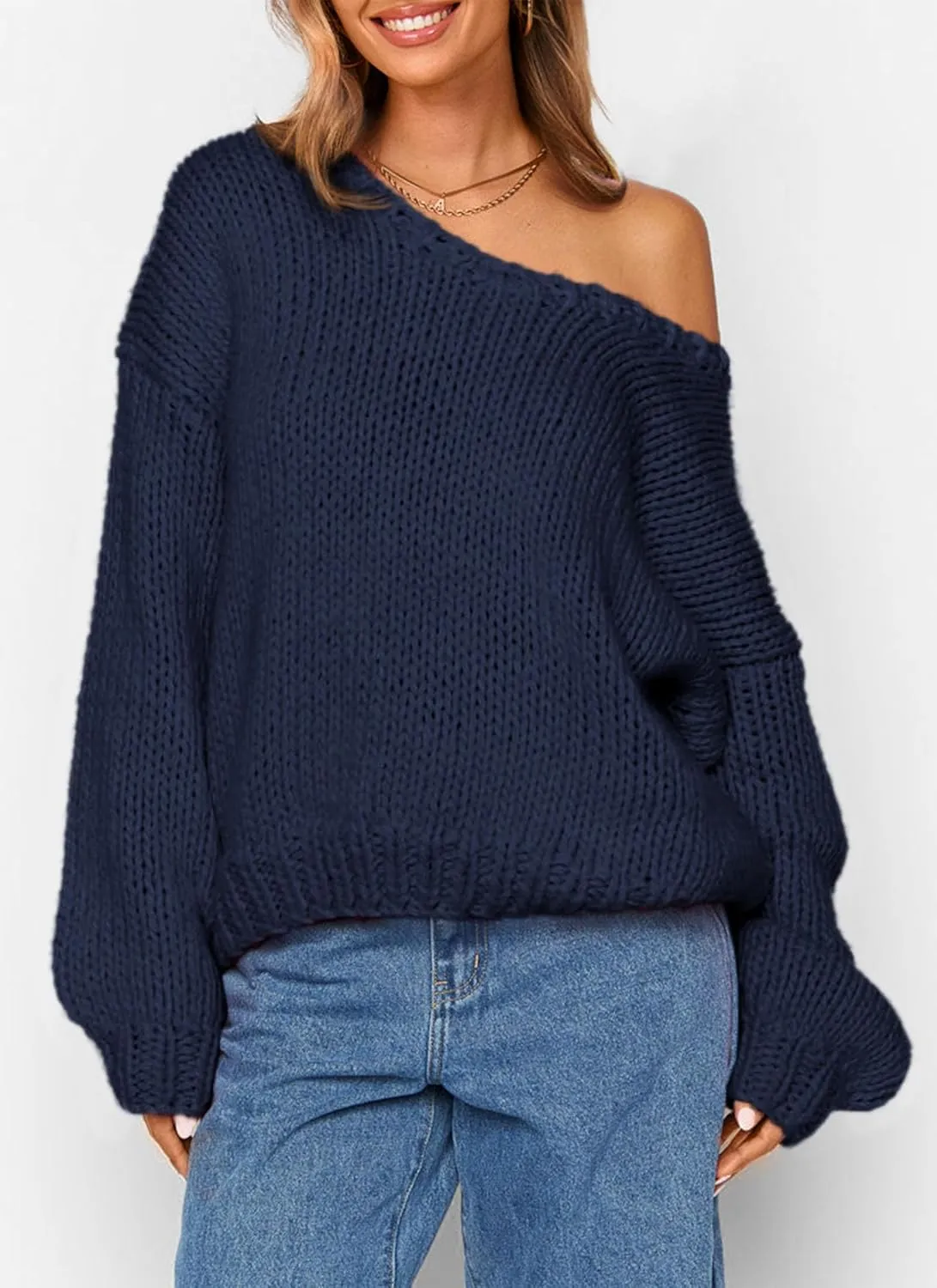 PRETTYGARDEN Womens Fall Sweaters Chunky Loose Long Sleeve V Neck Oversized Dressy Casual Knit Pullover Tops