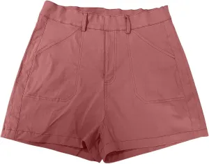 Pull On Shorts Women Elastic Waist Stretchy Casual Summer Athletic Denim Bermuda Shorts High Waisted Chino Shorts