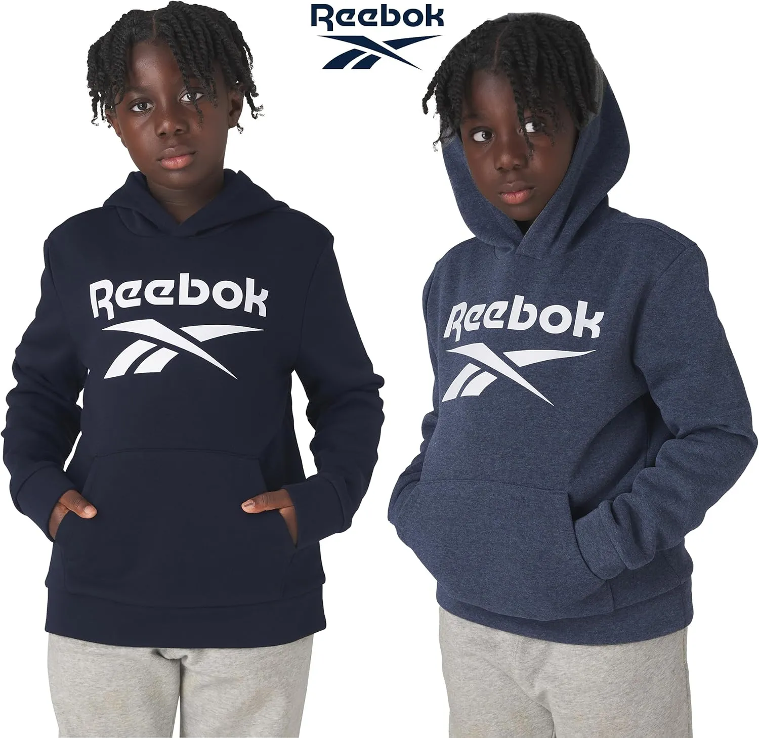 Reebok Boys Fashion Hoodie Sweatshirts 2 Pack Fleece Hoodies for Boys Size 8-20