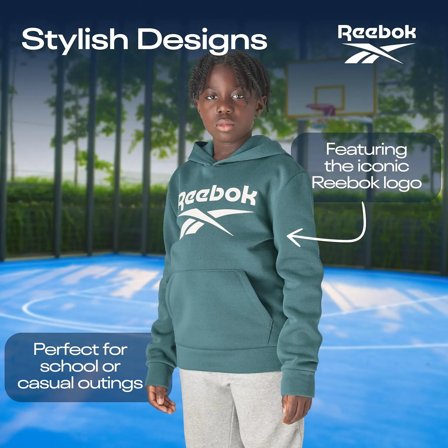 Reebok Boys Fashion Hoodie Sweatshirts 2 Pack Fleece Hoodies for Boys Size 8-20