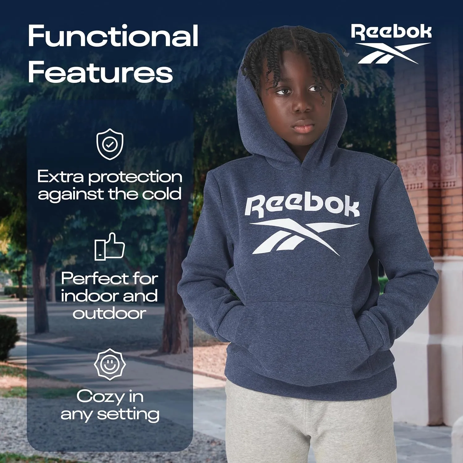 Reebok Boys Fashion Hoodie Sweatshirts 2 Pack Fleece Hoodies for Boys Size 8-20