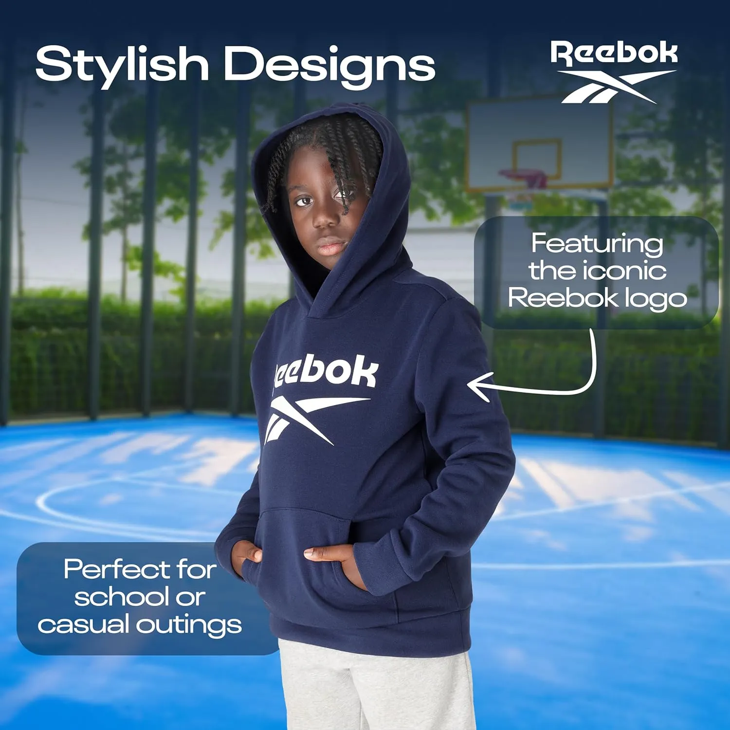 Reebok Boys Fashion Hoodie Sweatshirts 2 Pack Fleece Hoodies for Boys Size 8-20