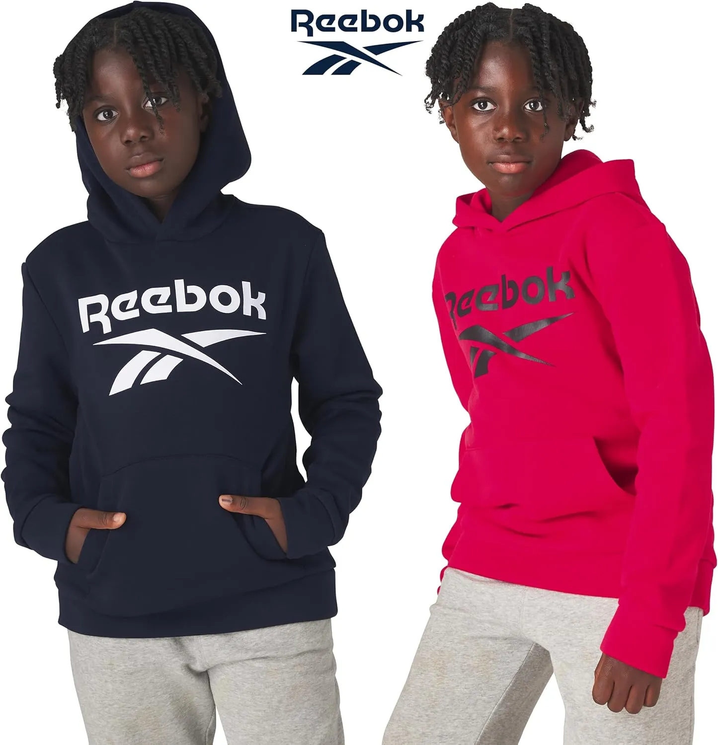 Reebok Boys Fashion Hoodie Sweatshirts 2 Pack Fleece Hoodies for Boys Size 8-20