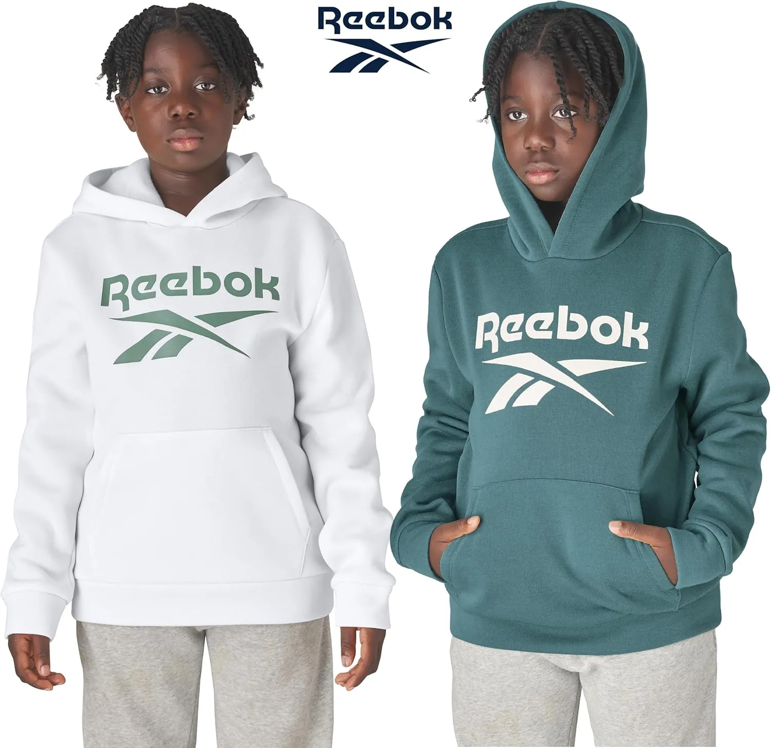 Reebok Boys Fashion Hoodie Sweatshirts 2 Pack Fleece Hoodies for Boys Size 8-20