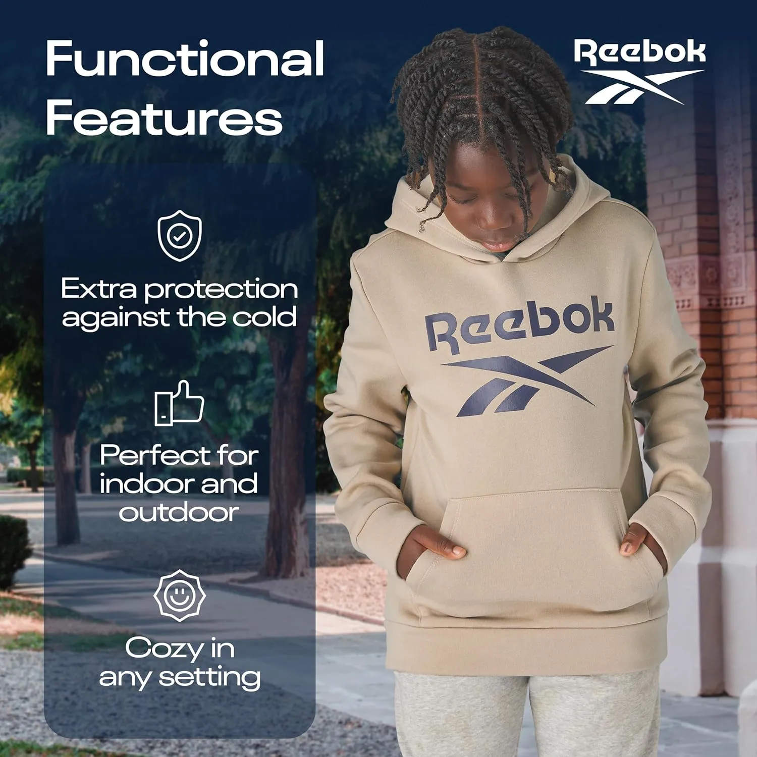 Reebok Boys Fashion Hoodie Sweatshirts 2 Pack Fleece Hoodies for Boys Size 8-20