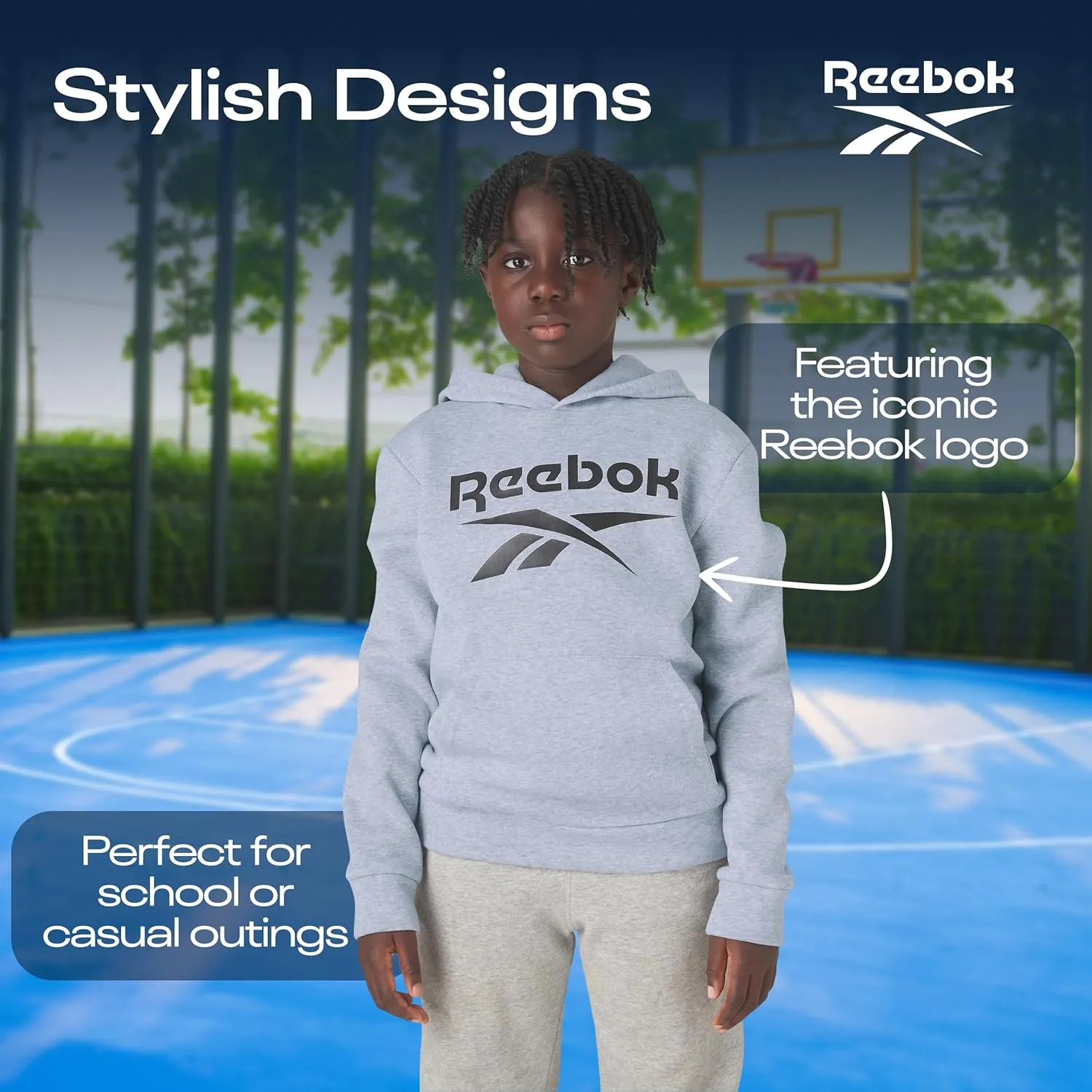 Reebok Boys Fashion Hoodie Sweatshirts 2 Pack Fleece Hoodies for Boys Size 8-20