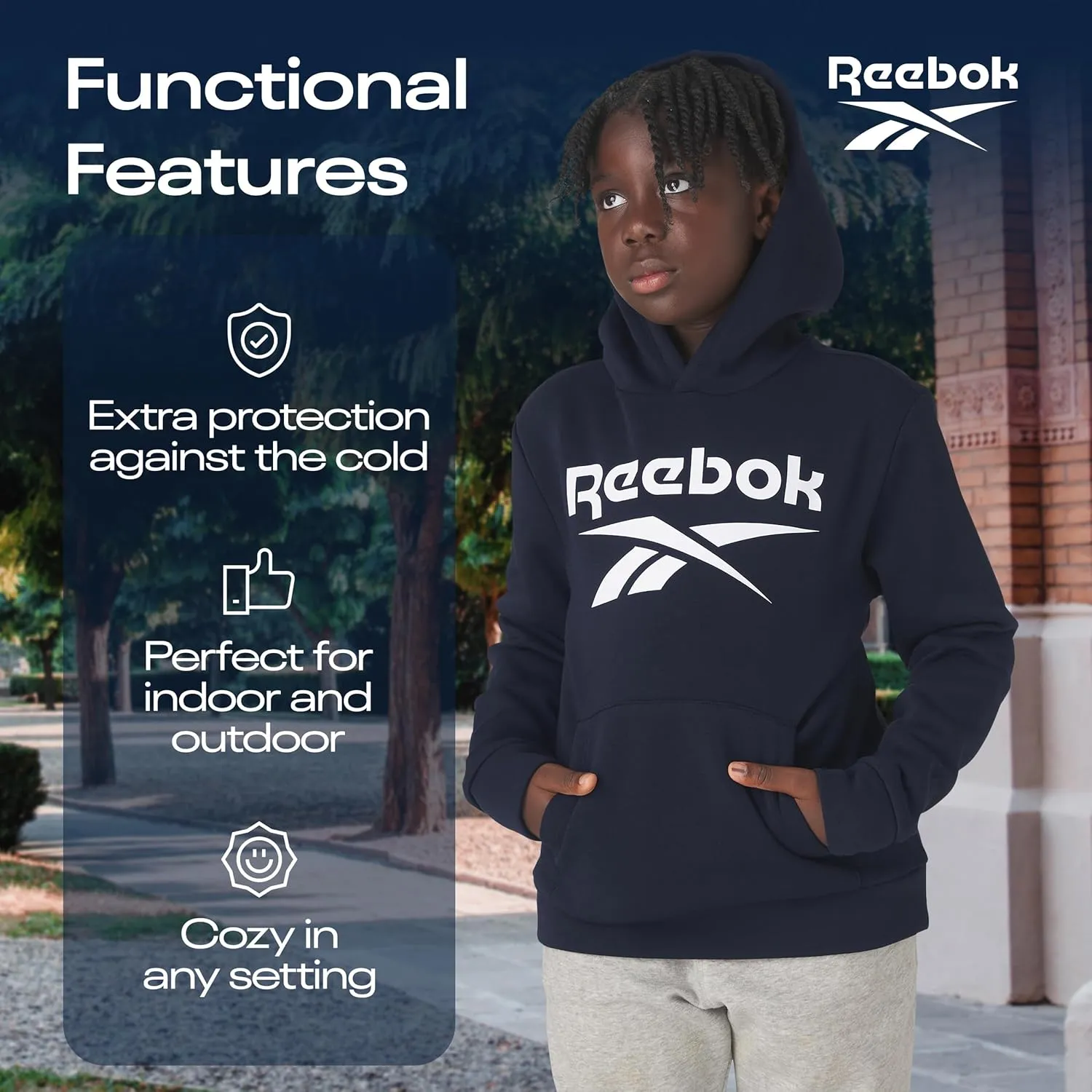 Reebok Boys Fashion Hoodie Sweatshirts 2 Pack Fleece Hoodies for Boys Size 8-20