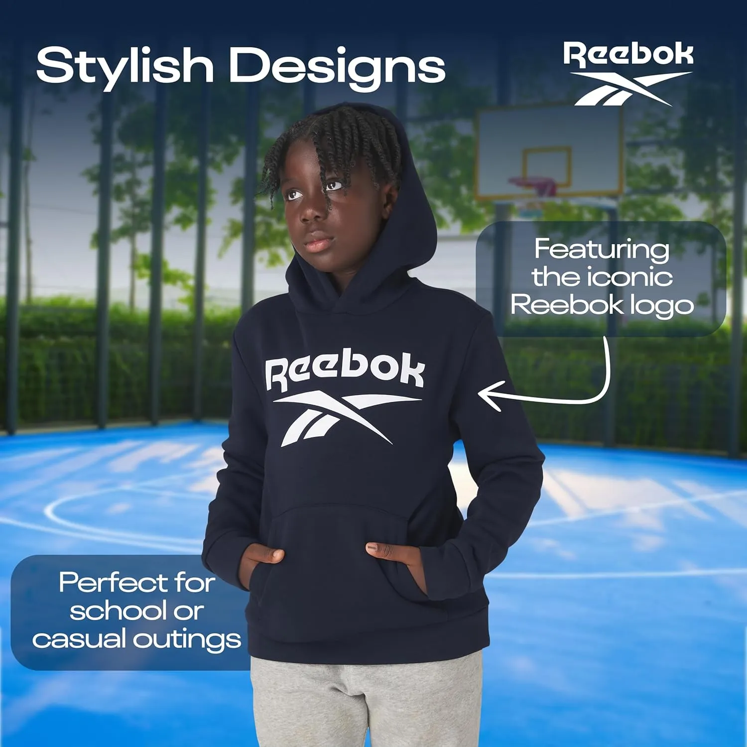 Reebok Boys Fashion Hoodie Sweatshirts 2 Pack Fleece Hoodies for Boys Size 8-20