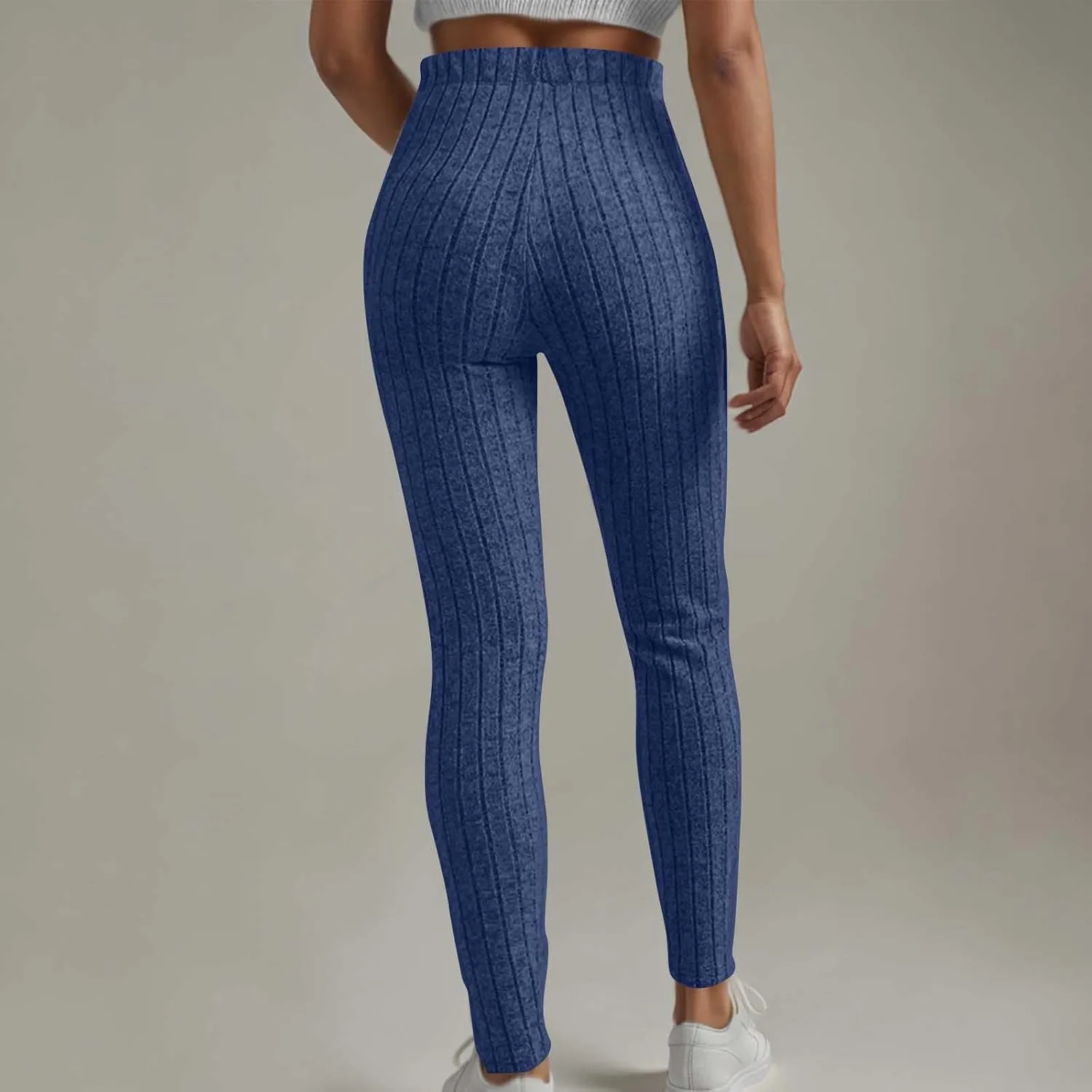 Ribbed Knit Pants for Women 2024 Casual Solid Drawstring Waist Trousers Loose High Waist Tight Hip Lifting Stretch Yoga Pant