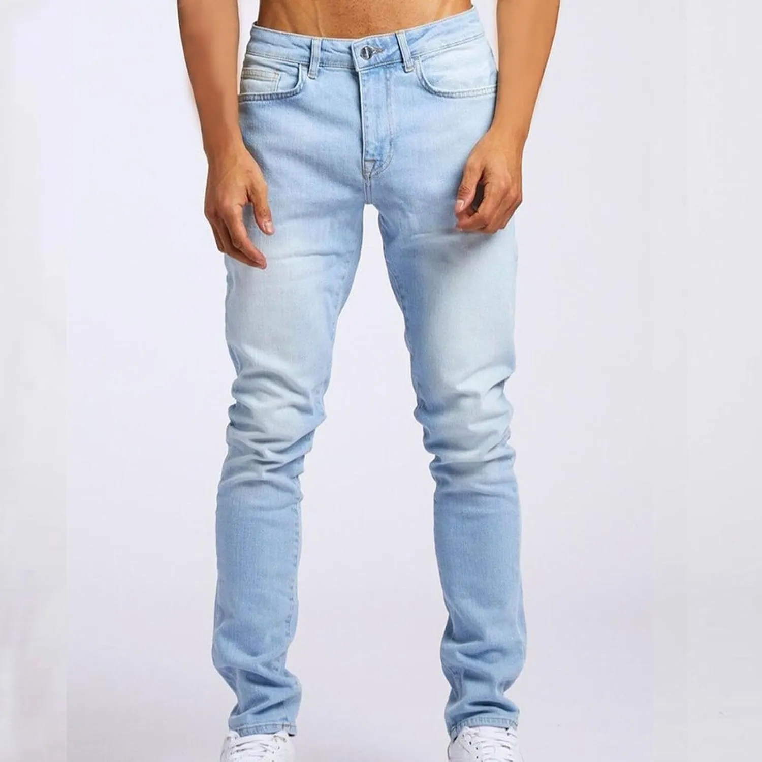 Ripped Jeans Men Slim Fit Vintage Straight Leg Jeans Loose Fit Skateboard Denim Pants Casual Streetwear
