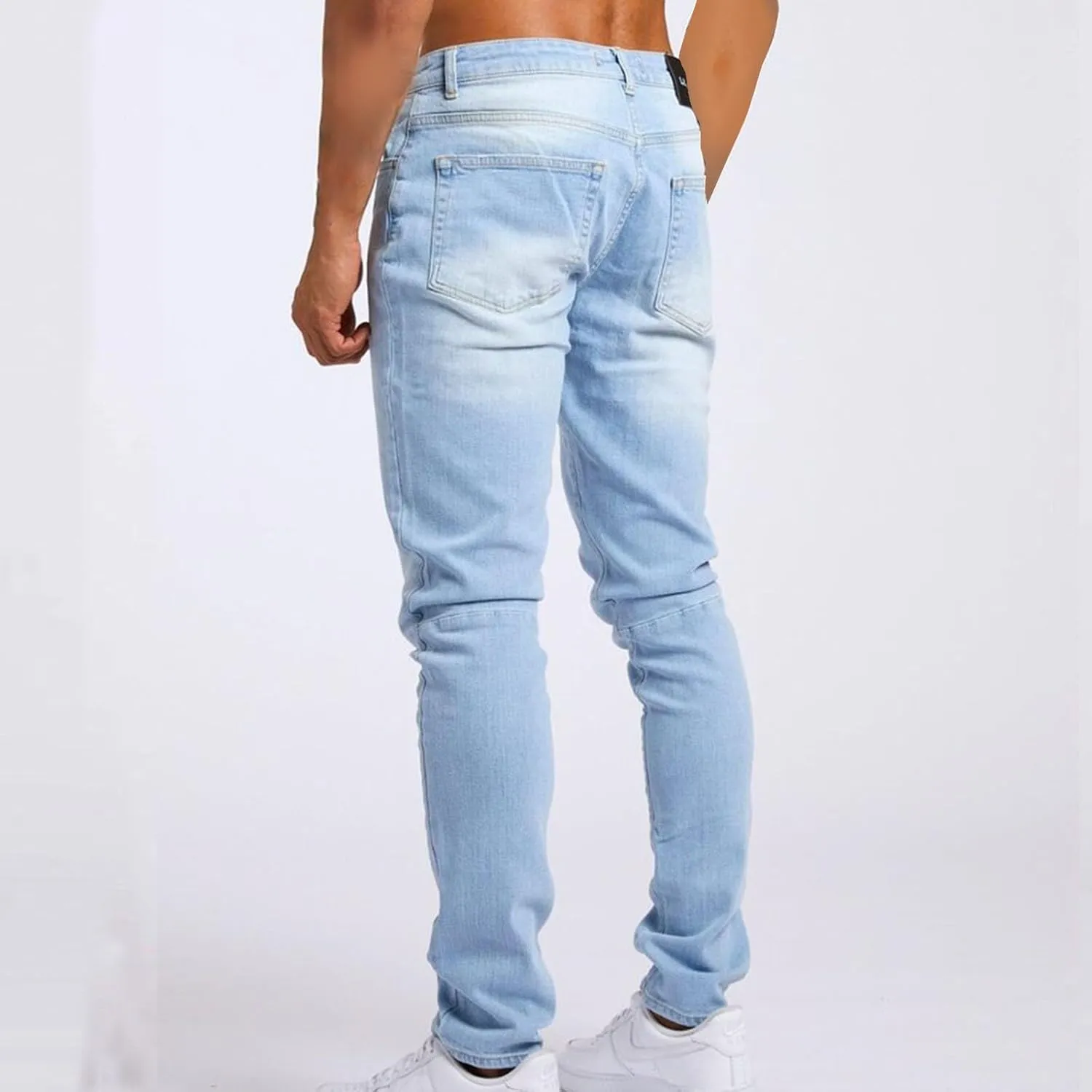 Ripped Jeans Men Slim Fit Vintage Straight Leg Jeans Loose Fit Skateboard Denim Pants Casual Streetwear