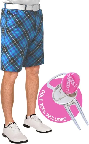 Royal & Awesome Mens Golf Shorts, Crazy Golf Shorts For Men, Plaid Shorts Men - Golf Tool Included