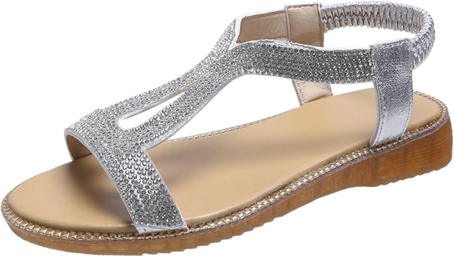 Sandals for Women Open Toe Slingback Shoes Wide Arch Support Sandals Womens Open Toes Ankle Strap Flat Sandals