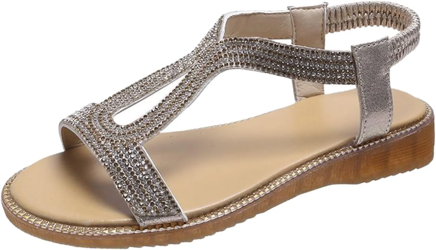 Sandals for Women Open Toe Slingback Shoes Wide Arch Support Sandals Womens Open Toes Ankle Strap Flat Sandals