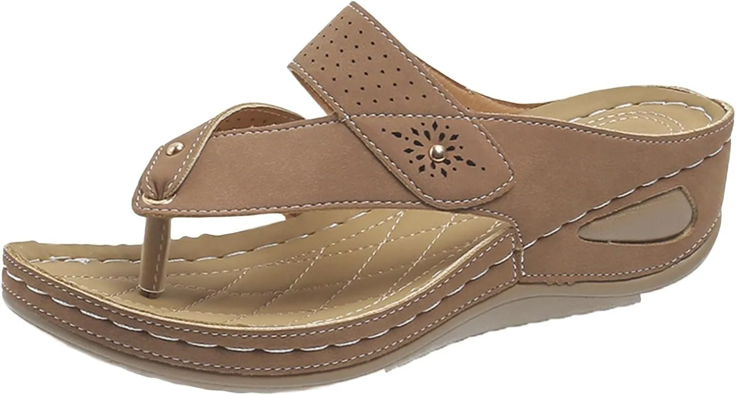 Sandals for Women Thong Sandals with Arch Support Slip on Buckle Strap Slippers Summer Comfortable Sandal Wedge Flip Flops Sandal 2025