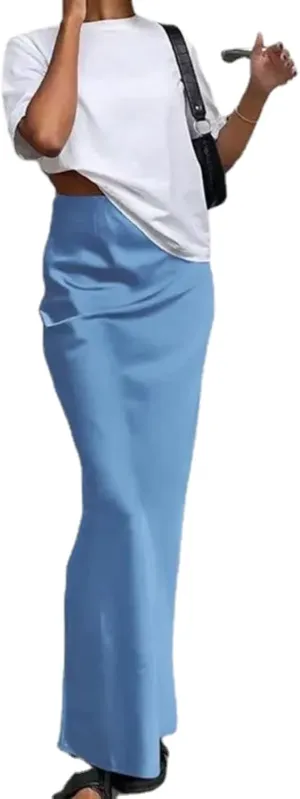 Satin Skirt Maxi Skirt Silk Skirts for Women Satin Maxi Skirt Old Money Aesthetic Clothing Women Fall