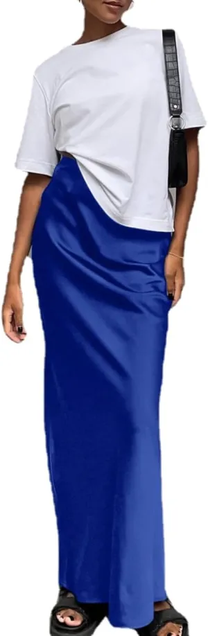 Satin Skirt Maxi Skirt Silk Skirts for Women Satin Maxi Skirt Old Money Aesthetic Clothing Women Fall
