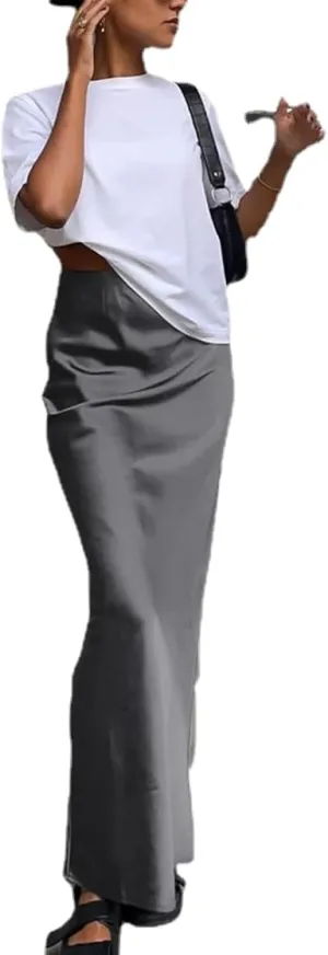 Satin Skirt Maxi Skirt Silk Skirts for Women Satin Maxi Skirt Old Money Aesthetic Clothing Women Fall