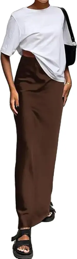 Satin Skirt Maxi Skirt Silk Skirts for Women Satin Maxi Skirt Old Money Aesthetic Clothing Women Fall